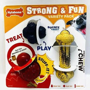 NYLABONE Strong & Fun Variety 3 Pack Dog Toy Strong Chew